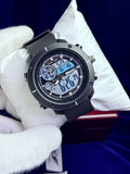 Dual Time Analog-Digital Sports Watch — WR50 Big Dial | Green Display | Black Rubber Strap
